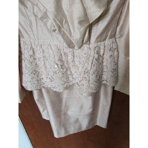 NOS vintage Saint Romei sz 10 light pink 100% silk two piece suit w/belt - Picture 6 of 16